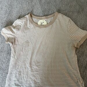 GAP Beige and White Striped Tee